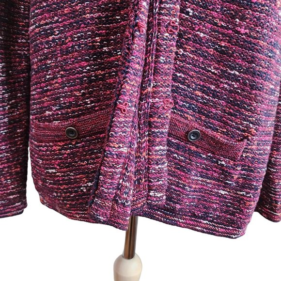 J. Jill Womens Open Front Knit Burgendy Cardigan Size XL - Picture 6 of 9